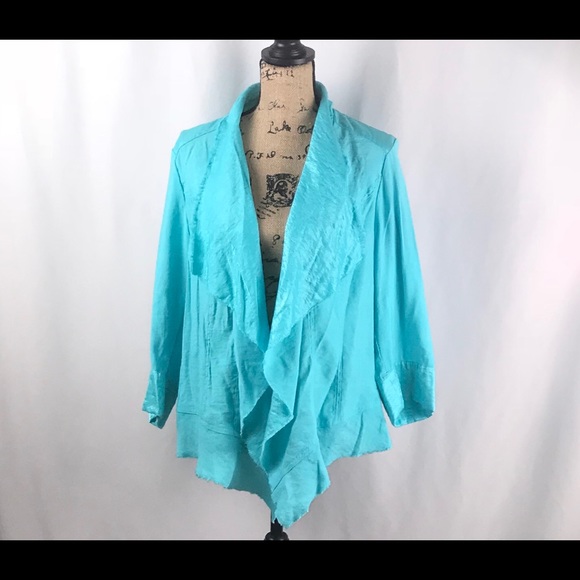 Chico’s Turquoise Waterfall Blazer sz 16(3) - Picture 1 of 6